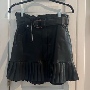Zara Leather Pleated Skirt